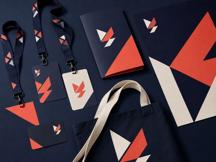 Signal — conference brand identity: badges, lanyards and tote