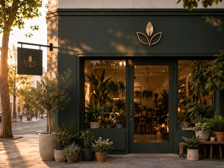 Verdant — plant shop signage and storefront branding