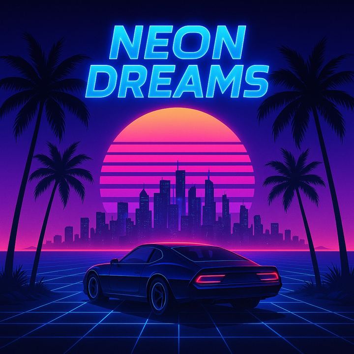 Neon Dreams — retrowave poster